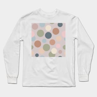 Retro chic polka dots neutral colors pattern Long Sleeve T-Shirt